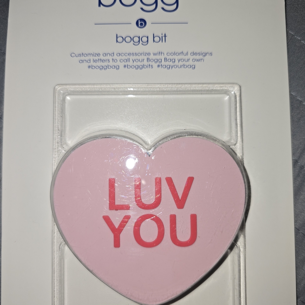 Lot Of 3 BOGG BAG Pink Heart Charm with Red Text, BFF Gr/Red, Be Mine Yel/Red
